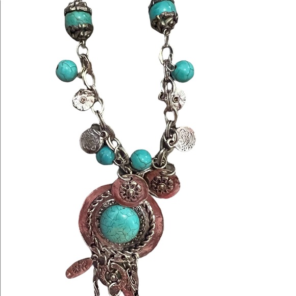 Silver necklace with turquoise pendant. NWT - Picture 4 of 8